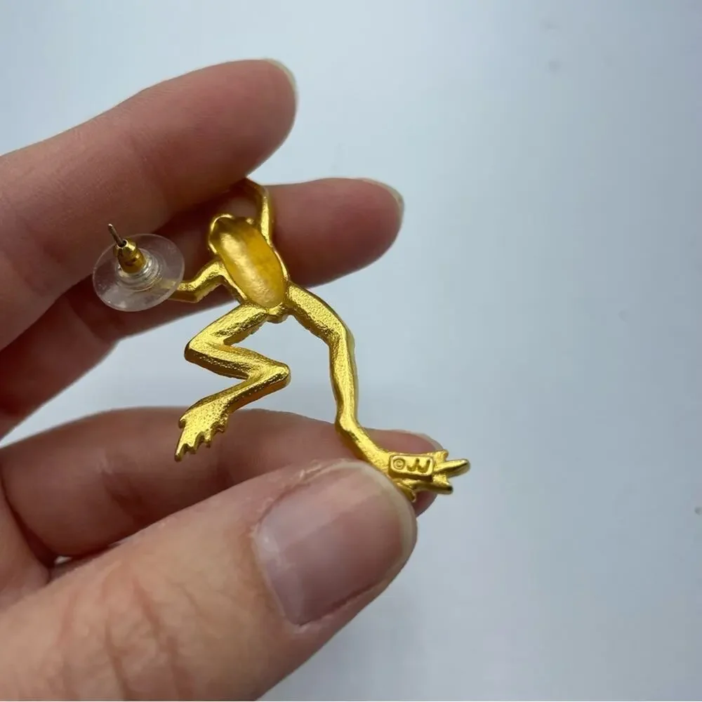 Vintage JJ Jonette Gold Tone Frog Pin Brooch 90s